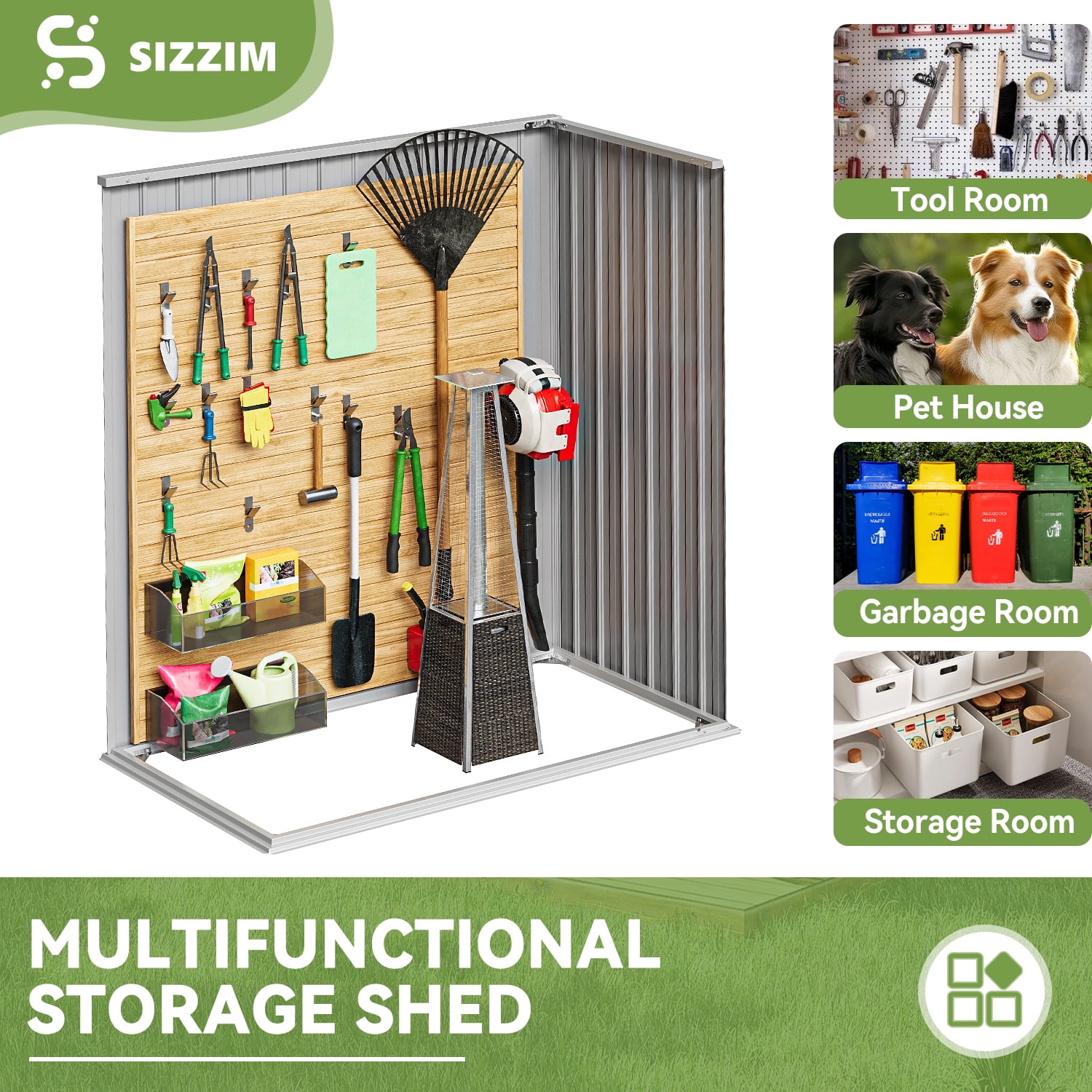 Bapipro 5' x 3' ft Storage Shed, Outdoor Shed with Lockable Door for Garden, Black