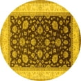 thumbnail image 1 of Ahgly Company Machine Washable Indoor Round Oriental Yellow Traditional Area Rugs, 5' Round, 1 of 4