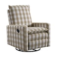 thumbnail image 4 of Soho Baby Coventry Upholstered Glider Recliner Rocking Chair 360° Swivel for Nursery and Living Room – Gingham Tan, 4 of 9