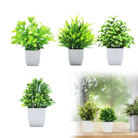 Simulation Potted White Pot Bean Leaf Grass, Small Potted Plants Mini Artificial Greenery for Home/ Decor Artificial Potted Plant Decoration Plant Combination Indoor Tabletop Decoration