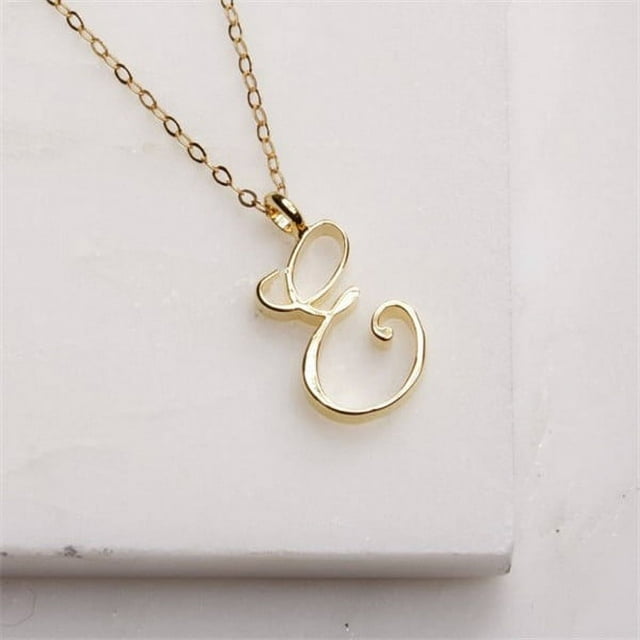 Petit Collier Alphabet Cursif 26 Lettres A-Z Logo Tag Symbole Pendentif Chaîne Clavicule