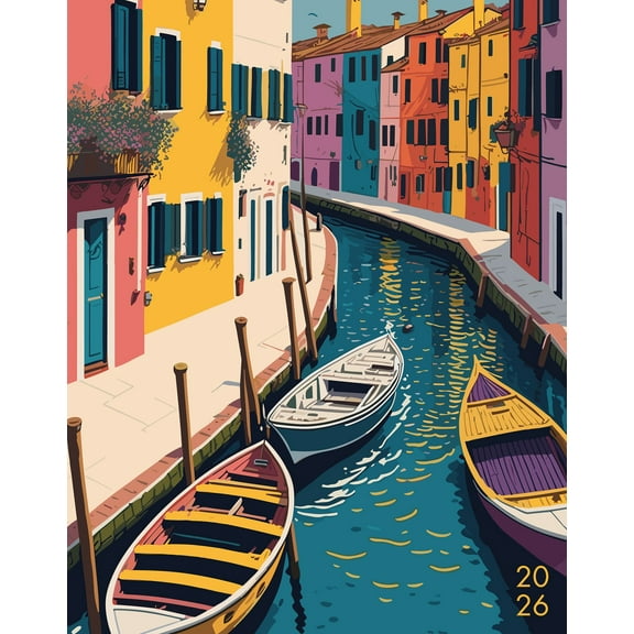 Colorful Canal 2026 7.5" x 9.5" Booklet Monthly Planner
