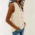 thumbnail image 5 of Rvasteizo Tank Tops for Women Stripe Print Casual Sleeveless Turn Down Doll Collar Slub Linen Button Open Cardigan Light Summer Ladies Camisole, 5 of 5