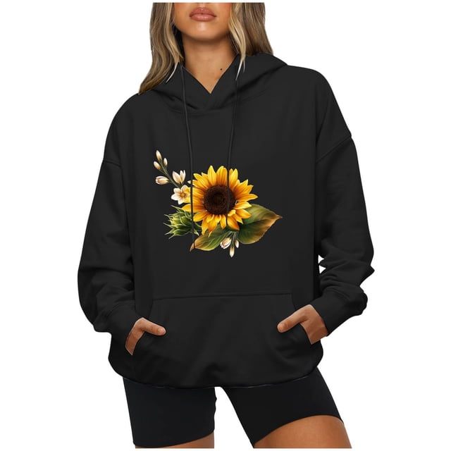 CEHVOM Blouse à Capuche à Manches Longues et Col Rond pour Femmes, Décontractée, Imprimée, Chandail en Molleton, Chemises, Liquidation