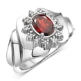 thumbnail image 4 of RYLOS Rings for Women Silver Ring with Oval 7X5MM Gemstone &  Sparkling Diamonds January Garnet Jewelry  Size 5, 4 of 8