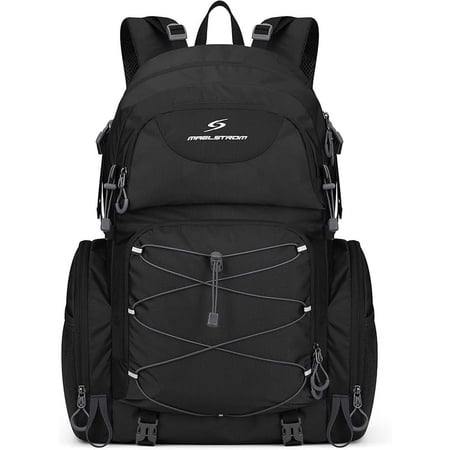 Maelstrom Hiking Backpack, 40L Waterproof Camping Daypack for Men and Women, Lightweight Travel Pack with Rain Cover-Black