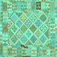thumbnail image 1 of Ahgly Company Indoor Square Abstract Turquoise Blue Contemporary Area Rugs, 8' Square, 1 of 4