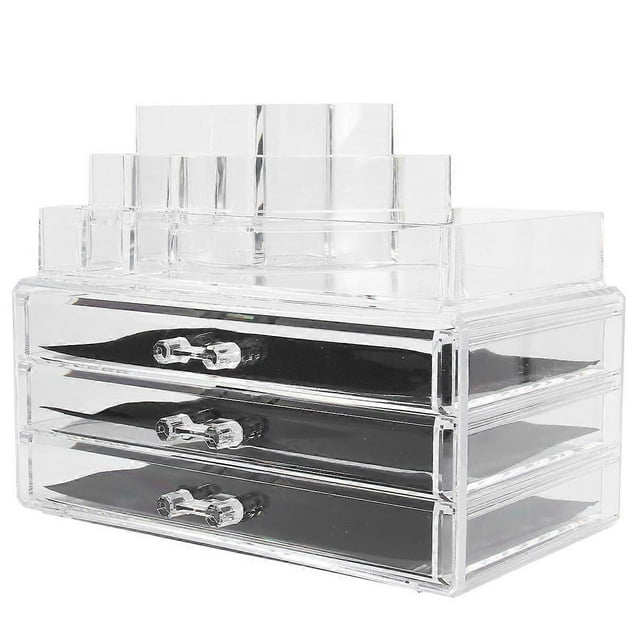 Cosmetic Organizer Drawer – Clear Acrylic Makeup Storage with Lids, Space Saving Desk Organizer for Beauty Essentials