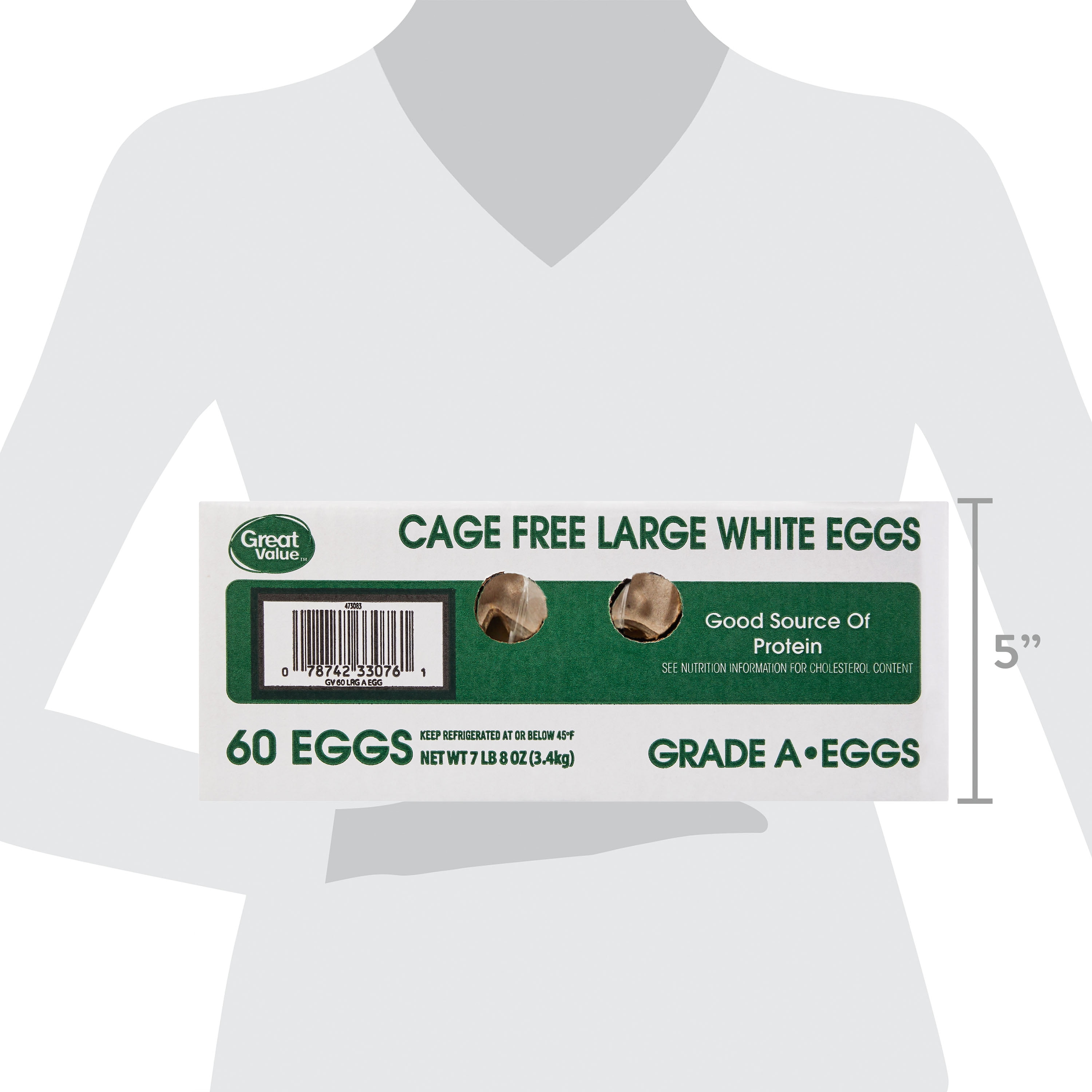 Great Value Cage-Free Large White Eggs, 60 Count