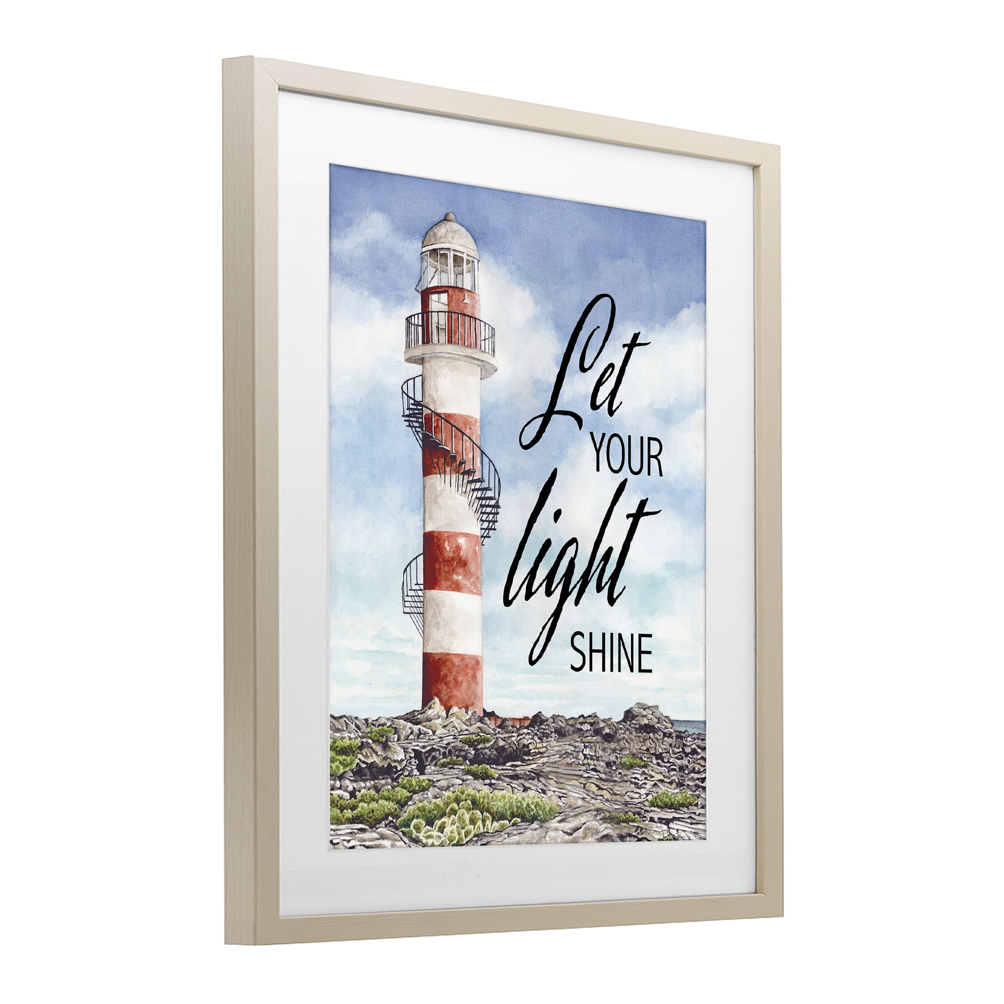Stupell Industries Let Your Light Shine Beacon Birch Framed Print Under Glass, design by Cindy Jacobs