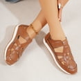 thumbnail image 3 of Rokment Platform Wedge Gladiiator Sandals for Women 2026 Spring Summer Fashion Casual Leather Memory Foam Closed Toe Non Slip Walking Work Shoes Comfortable Brown Size 7, 3 of 8