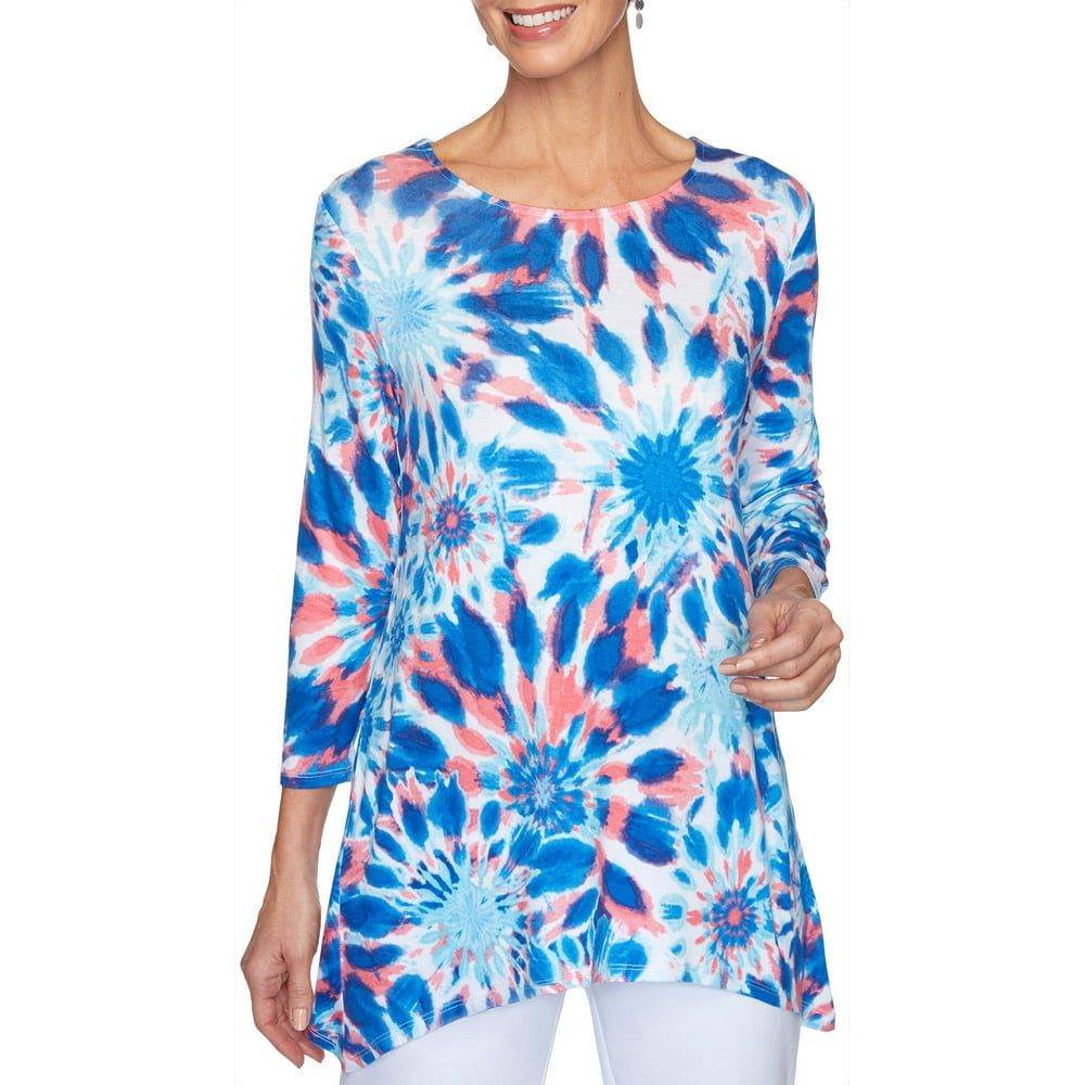 Ruby Rd. - Ruby Road Favorites Petite Tie Dye Print Jewel Neck Top - Walmart.com - Walmart.com
