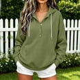 thumbnail image 2 of SNKSDGM Women V Neck Hoodie, Solid Drawstring Hooded Sweatshirt, Loose Long Sleeve Casual Sweat Jacket for Daily Outfits, 2 of 5