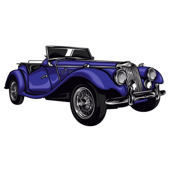 Home Bedroom Living Room Vinyl Decal Vintage Classic Convertible Car Multicolored Decoration Adhesive Wall Decal - 20" x 30" Kids Bedroom Car Enthusiast Old School Vehicle Removable Wall Decor Sticker