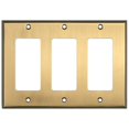 thumbnail image 1 of Switch Hits Antique Brass Gold Outlet Wall Plate | 3 GFI Rocker | 6.25" x 4.5" | Hand-Polished Brass Construction | Electrical Switch Plate Cover for All Configurations, 1 of 4