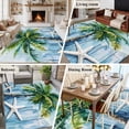 thumbnail image 5 of 6'x9' Area Rugs, Coastal Beach Indoor Outdoor Area Rug for Living Room Bedroom, Green Tropical Palm Vintage Blue Wood Grain Washable Bathroom Rugs Kitchen Floor Carpet Mats Home Decor Aesthetic, 5 of 8