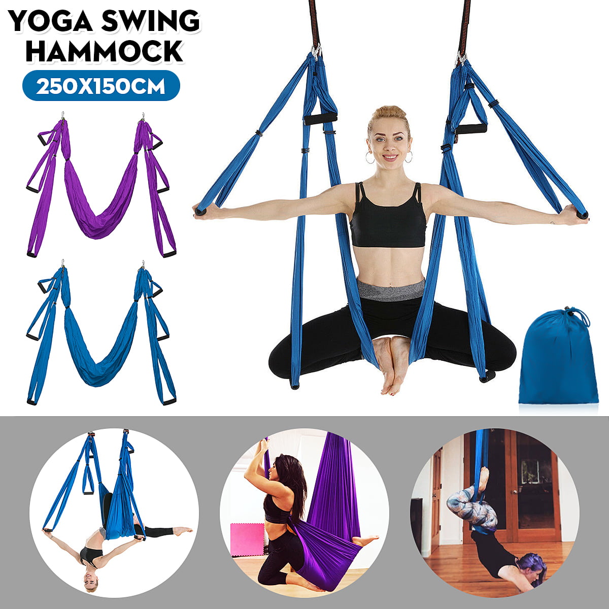 Yoga Hammock Aerial Flying Swing Yoga Pilates Inversion Exercise Device Home Gym 