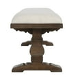 thumbnail image 3 of Kai 71 Inch Upholstered Dining Bench, Solid Wood, Turned Pedestals, Brown, 3 of 5