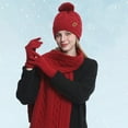 thumbnail image 2 of HNMKIU Women's Winter Knit Scarf Hat and Gloves Set Lined Touchscreen Cold Weather Accessories Red,One Size, 2 of 4