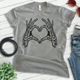thumbnail image 2 of Skeleton Hands Heart Shirt, Unisex Women's Men's Shirt, Horror Movie Classic Film Lover Halloween Gift, Dark Heather Gray, XX-Large, 2 of 6