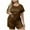 Brown(1), variant on Pajama Set Shorts for Women Plus Size Crewneck Short Sleeve Tops & Elastic Waist Shorts Homewear Sets