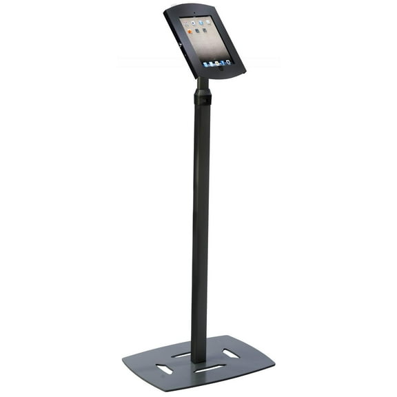 iPad Floor Stand, Height Adjustable, Locking Enclosure, Credit Card Bracket, for iPad 2-4 and Air (Black Aluminum) (IPD3ADJM2XB)