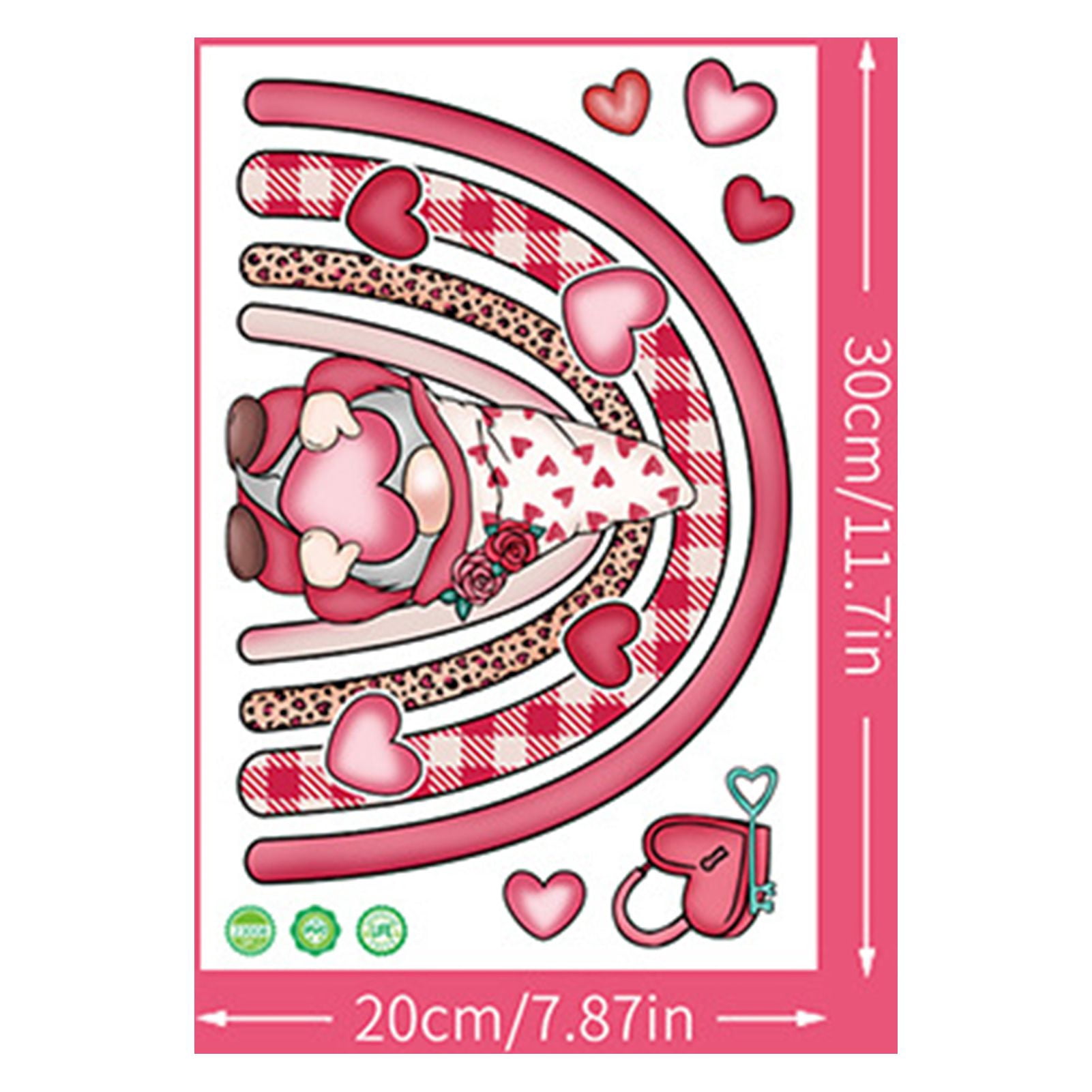 DISHAN Romantic Window Decorations Valentine Day Window Stickers Valentine's Day Window Stickers Gnome Dwarf Design Heart Shape