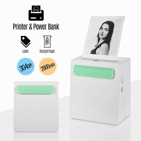 PeriPage A8 Portable Mini Pocket Wireless BT Thermal Printer Power Bank Function Clip Design Receipt Label Memo Sticker AR Photo Picture Printer for Android iOS Smartphone Windows, (Best Printer For Sticker Business)
