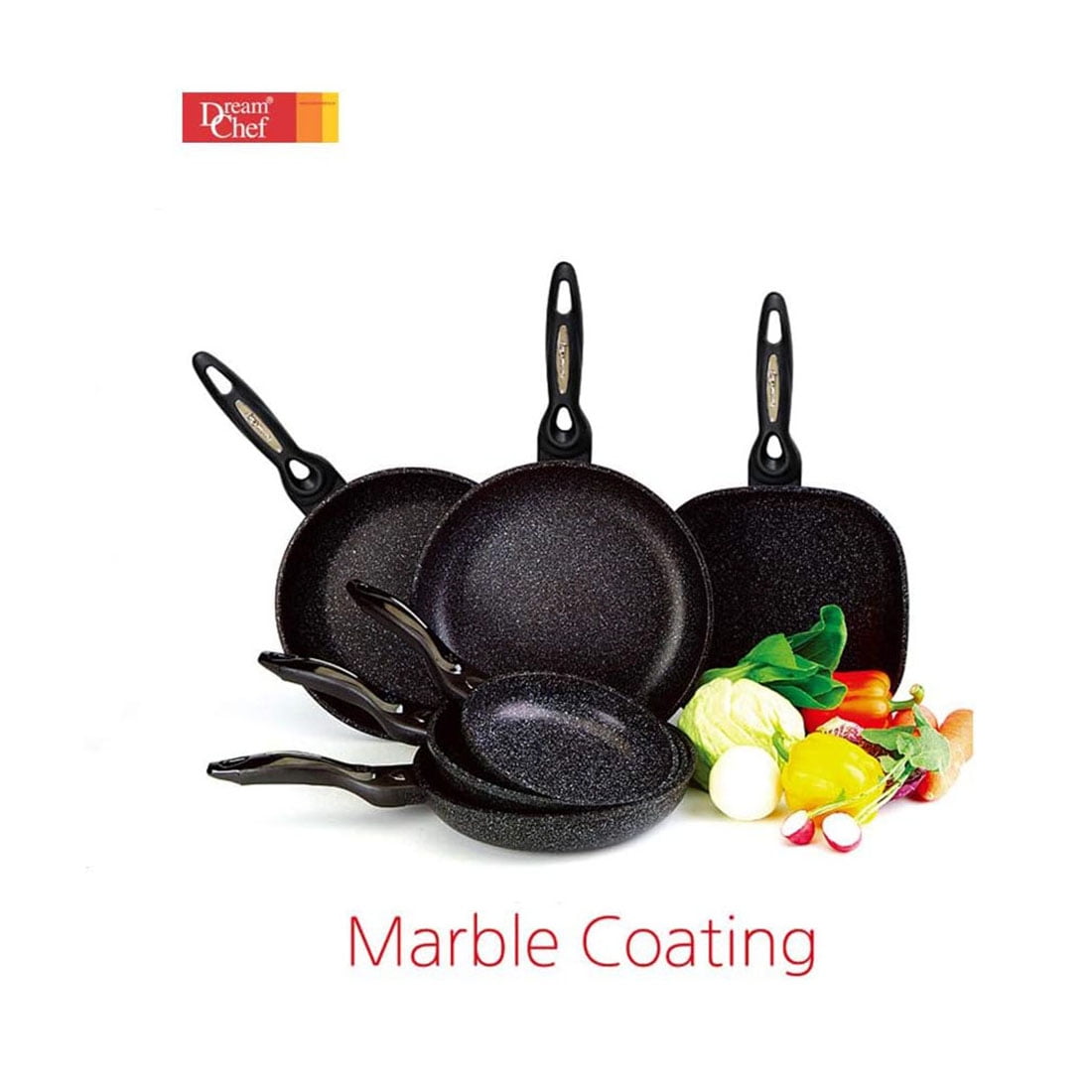 Dream Chef Marble Coated Cast Aluminum Non Stick Frying Pan (30cm / 12 Inch)
