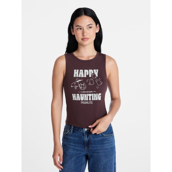 Peanuts Women's and Women's Plus Size Snoopy Happy Haunting Sleep Tank Top, Sizes XS-3X