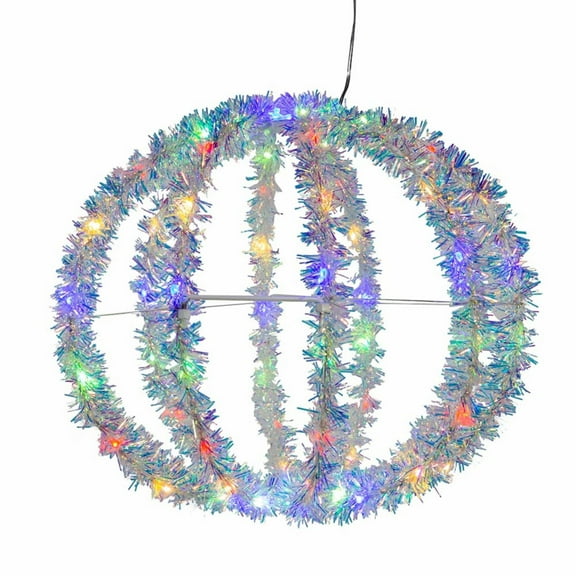 Kurt S. Adler Kurt Adler 12-Inch Multi-Color LED Tinsel Foldable Sphere