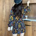 thumbnail image 5 of Summer Dress Women High Waist Bag Hip Skirt Lantern Sleeve Floral Slim Fit Waist Spring And Autumn Vestido Fashion Clothing, 5 of 6