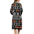 thumbnail image 2 of Yuyamidu Christmas Robe Womens Long Sleeve Robes Gingerbread Man Bathrobe Snowflake Nightgowns Size M Comfy Pajamas Sleepwear Black Dressing Gown with Waist Belt, 2 of 7