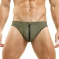 thumbnail image 4 of XDZJLR Mens Swim Briefs With Front Zipper Opening Color Blocking Beach Swimming Pants Breathable Beachwear Green, 4 of 5