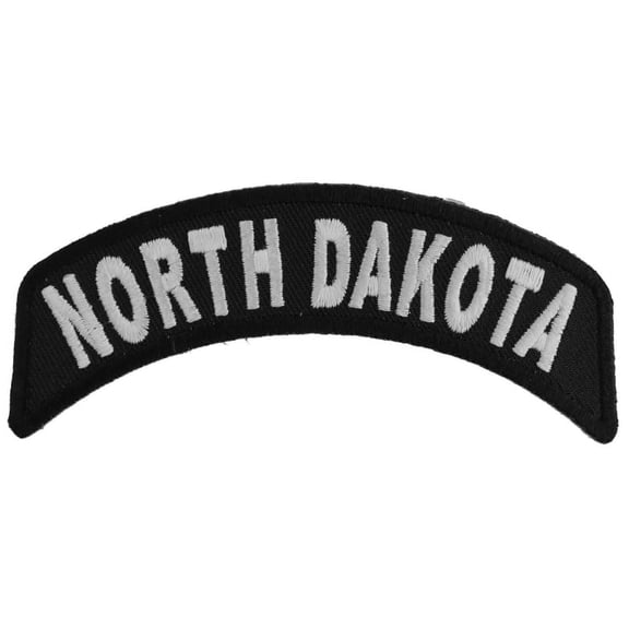 Patch, Small Embroidered Rocker (Iron-On or Sew-On), North Dakota State Patch, 4" x 1.75" Arch