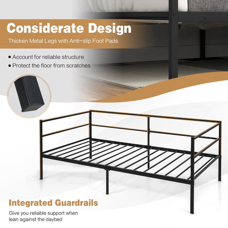 Gymax Twin Metal Daybed Frame, Dual-Use Sofa Bed photo 6