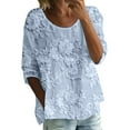 thumbnail image 1 of WZXFASHION T-shirt à Imprimé pour Femme, Manches Mi-Longues, Col Rond, T-shirt à Manches 3/4, T-shirt Ample Grande Taille, Liquidation à 50 % de Rabais, T-shirt à Manches Longues pour Femme, 1 of 4