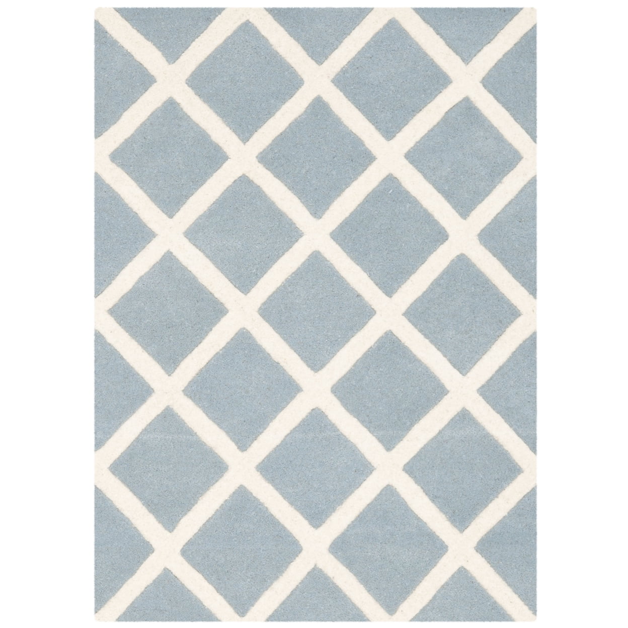SAFAVIEH Chatham Jahn Geometric Diamonds Wool Area Rug, Blue/Ivory, 7' x 7' Square