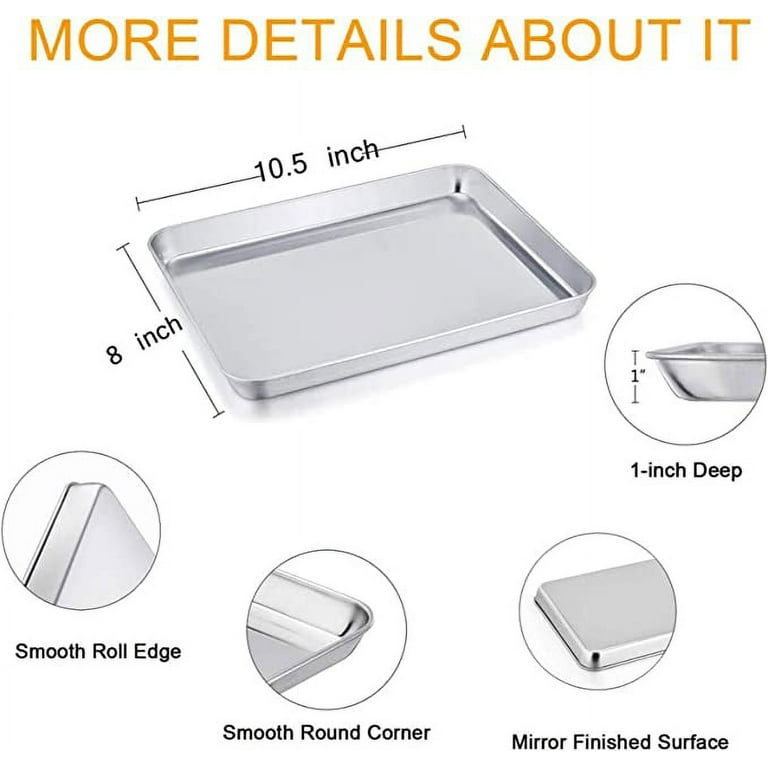 Baking Pans Set of 3, VeSteel Stainless Steel Sheet Cake Pan for Oven -  12.5/10.5/9.4Inch, Rectangle Bakeware Set for Cake Lasagna Brownie  Casserole Cookie, Non-toxic & Healthy, Dishwasher Safe 