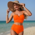 thumbnail image 7 of Womens Two Piece Bathing Suits High Waisted Swimsuit Swim Crop Cami Top and Bottoms Summer Beachwear (L, Orange), 7 of 7