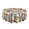 thumbnail image 5 of Beige Baseball Items Pattern Round Tablecloth 60"x60",Wrinkle Wipeable Table Cloth for Kitchen Dining Room Picnic Patio Party, 5 of 6