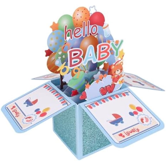 Baby Shower Card for Boys, Funny Pop-Up Newborn Congratulations Greeting Card with Envelope New Baby Congratulations Decoration for New Parents$$Office