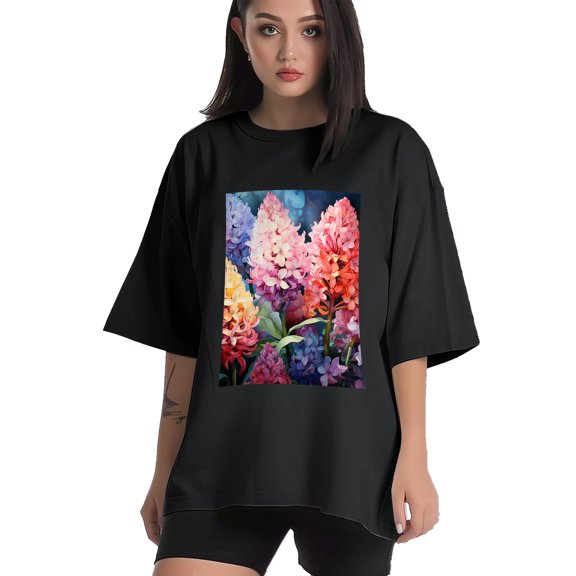 Plus Size Shirt for Women Black Tops for Women Short Sleeves Shirt for Women Flower T Shirt Crewneck Shirt for Women XS
