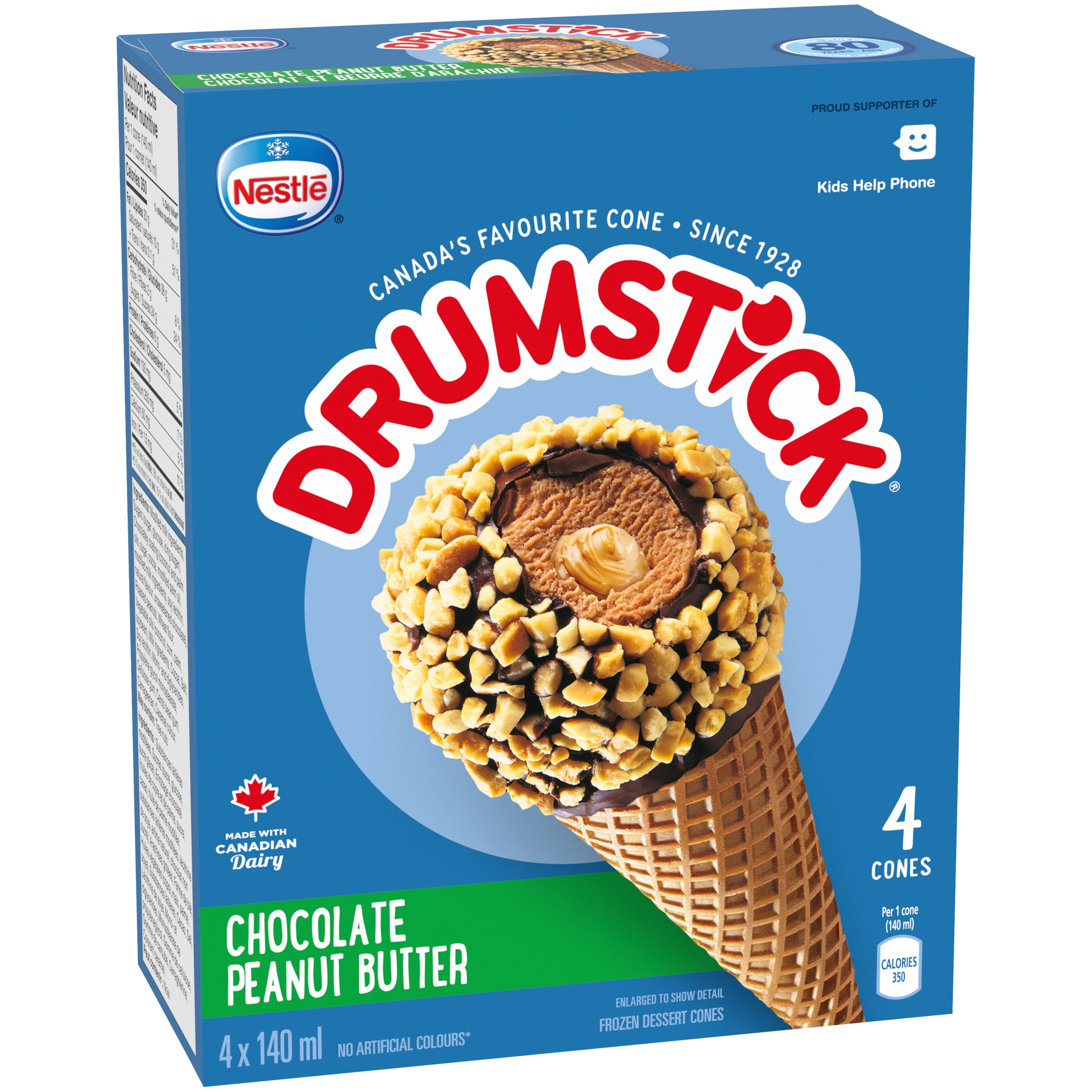 DRUMSTICK Chocolate Peanut Butter Cones 0.56 L, 4 x 140 ML