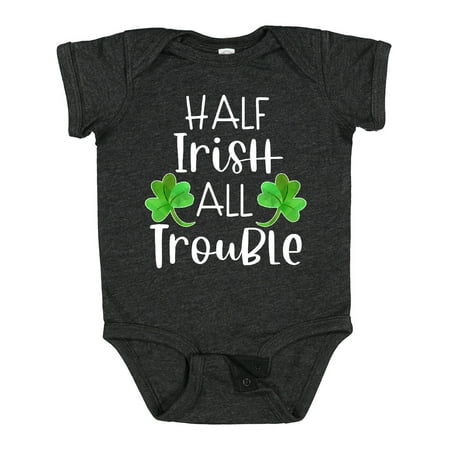 

Inktastic Half Irish All Trouble with Green Clovers Gift Baby Boy or Baby Girl Bodysuit