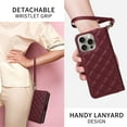 thumbnail image 5 of For Apple iPhone 12 / 12 Pro Wallet Case Magnetic Flip Cover 9-Card Slots Zipper Pocket With Detachable Shoulder Strap And Wrist Strap,Wine red,For iPhone 12 / 12 Pro, 5 of 7