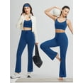 thumbnail image 7 of BALEAF Womens Flare Yoga Pants with Pockets Drawstring Flared Leggings Tummy Control High Waist Bell Bottom Navy Blue XS, 7 of 7