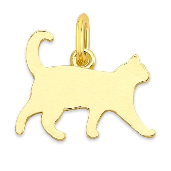 Golden Fire Solid 10k Gold Cat Silhouette Charm - Animal Themed Jewelry for Women
