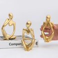 thumbnail image 4 of Mini estatua de pensador moderno, escultura abstracta, adorno decorativo creativo para el hogar, figura Zh52, enfoque dorado, 4 of 5