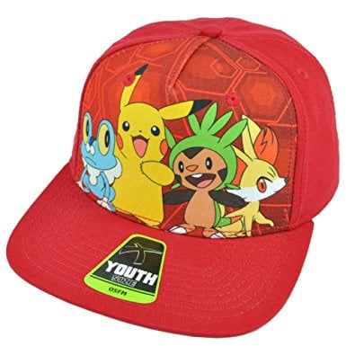 - Pokemon Snapback Flat Bill Youth Cartoon Tv Show Video Game Pikachu Hat Cap Red